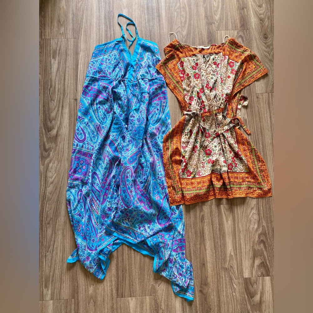 1 for $55 or both for $75 Paisley boho size M dresses Zara and silk Charlotte Ru